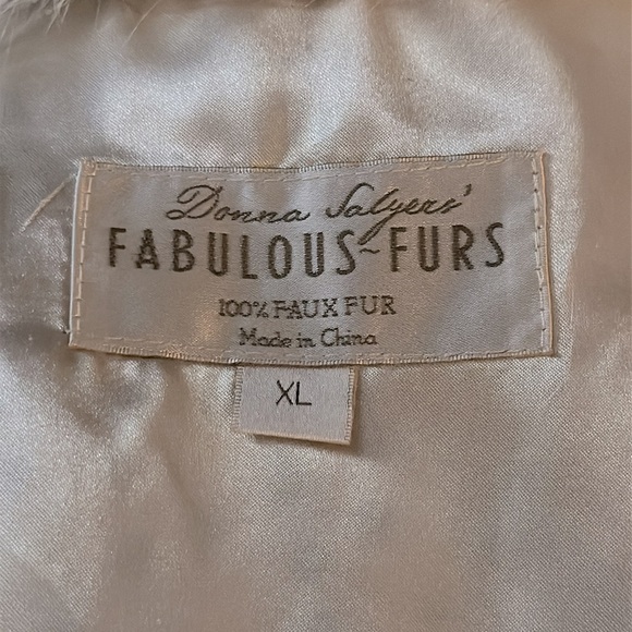 Fabulous Furs Donna Slayers 100% Faux Fur Long Vest Cream Gray Lined XL - Picture 9 of 10